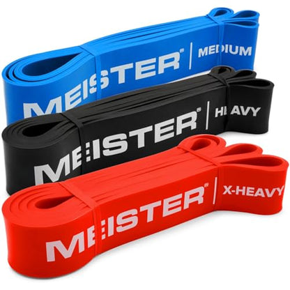 Meister X Band Comfort-Width 41" x 2" Resistance Bands - X-Wide Premium Loop Bands - style: 3 Band Set / Heavy