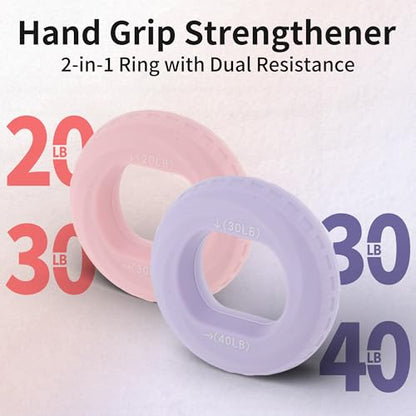 Hand Grip Strengthener, Adjustable Strength Grip, Silicone Grip Circle, for Men Adult, 2 Pcs - color: Pink & Purple(20/30LB,30/40LB)