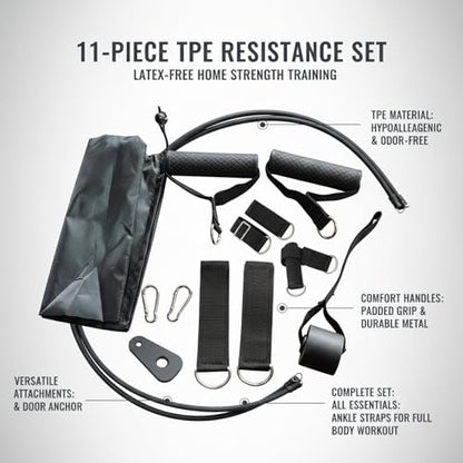 11-Piece TPE Resistance Band Set with Handles, Door Anchor & Ankle Straps for Home Gym Strength Training