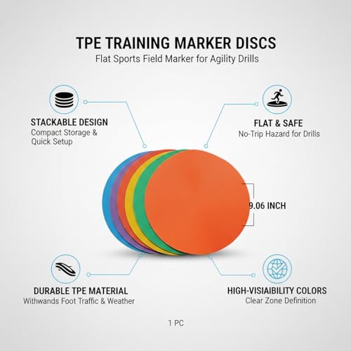 TPE Training Marker Disc, Flat Sports Field Marker for Agility Drills, 9.06 Inch (1 PC)