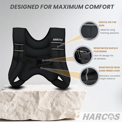 HARCOS Weighted Vest, 6lb/8lb/12lb/16lb/20lb/25lb/30lb Weight Vest with Reflective Stripe for Workout, Strength Training, Running, Fitness, Muscle Building, Weight Loss, Weightlifting - size: 10 lb