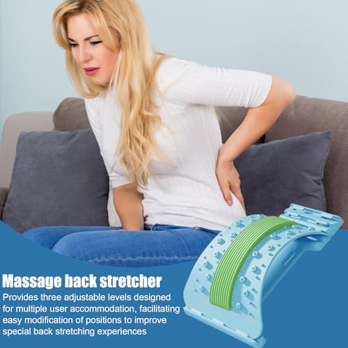 Lower Back Massager - 3-Level Adjustable Lower Back Stretcher | Non-Slip Lumbar Massager | Baack Arch Stretcher | Spine Stretccher for Body Recovery Muscle Release Yoga Workout Fitness - color: Blue