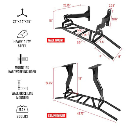 Valor Fitness Multi Grip Pull Up Bar - Wall or Ceiling Mount Chin Up Bar -Upper Body Muscle Building Station - Home Gym Workout Equipment