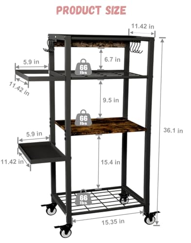 Yoga Mat Storage Rack with Wheels, 3 Tier Home Gym Workout Equipment Organizer for Dumbbells, Kettlebells, Foam Rollers