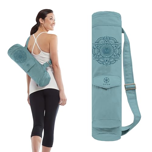 Gaiam Cargo Yoga Mat Bag, Full-Zipper Yoga Mat Carrier with Adjustable Strap, Front & Exterior Phone Pocket with Earbuds Slit, Stylish & Functional Fitness Mat Holder for Women & Men - color: Niagara, size: 30" L x 5.5" diameter, Pack of 1