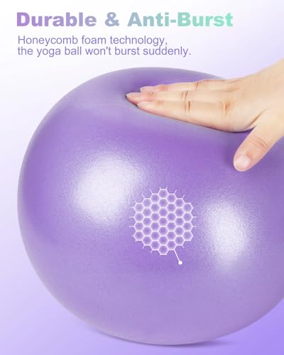9 Inch Pilates Ball Small Exercise Ball, Workout Ball for Barre, Pilates, Yoga, Stability, Workout, Balance, Fitness at Gym Home Office - color: Purple and Green