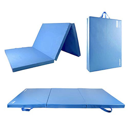 RitFit Upgraded Folding Exercise Mat, 2 Inch Thick Gymnastics Mat - color: Blue(3' x 6')