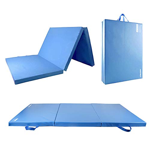 RitFit Upgraded Folding Exercise Mat, 2 Inch Thick Gymnastics Mat - color: Blue(3' x 6')