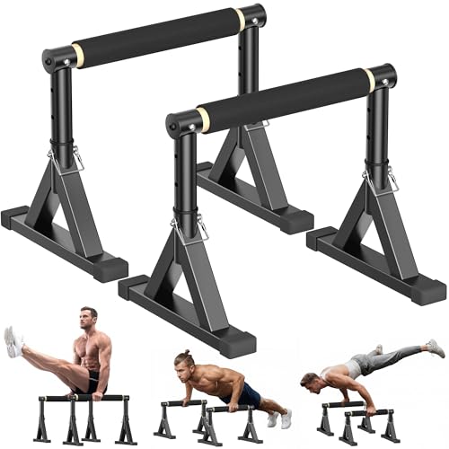 GanFindX Wooden Parallel Bars 12/10-14" 600LB Capacity for Home Gym - size: 10-14"