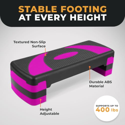 BalanceFrom 31-inch Aerobic Step Platform Trainer with 3 Adjustable Risers - color: Pink