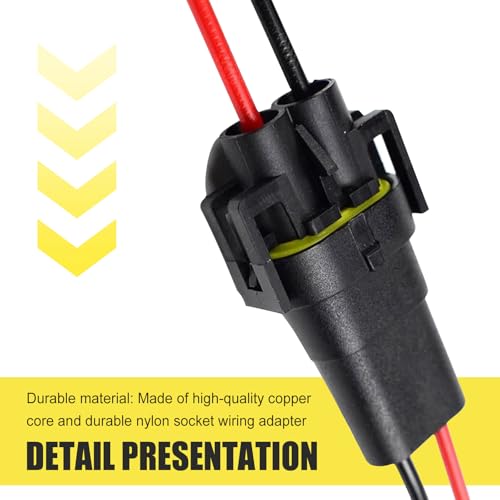 4PCS H8/ H9/ H11 880 881 Bulb Sockets, Nylon Female Adapter Wiring Harness Sockets Wire Connector, Waterproof 2-Hole Fog Light Wiring Harness Kit with Wire, for Headlights or Fog Lights - size: 4pcs