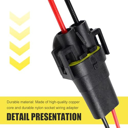 4PCS H8/ H9/ H11 880 881 Bulb Sockets, Nylon Female Adapter Wiring Harness Sockets Wire Connector, Waterproof 2-Hole Fog Light Wiring Harness Kit with Wire, for Headlights or Fog Lights - size: 4pcs