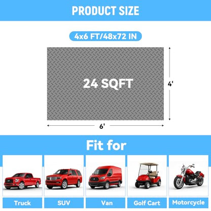 4x6 FT Garage Floor Mat, 2.8mm Thickened Diamond Plate - color: Gray, size: 4x6 FT