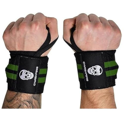 Gymreapers Weightlifting Wrist Wraps (IPF Approved) Professional Quality Wrist Support with Heavy Duty Thumb Loop - Best Wrap for Powerlifting Competition, Strength Training, Bodybuilding - color: Military Green