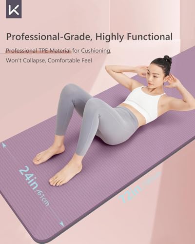 KEEP Yoga Mat 7mm Thick Non Slip - Extra Cushion TPE Exercise Mat for Home Workout & Pilates, Eco Friendly Knee Protection, 72"x24" Large Fitness Mat with Carrying Strap