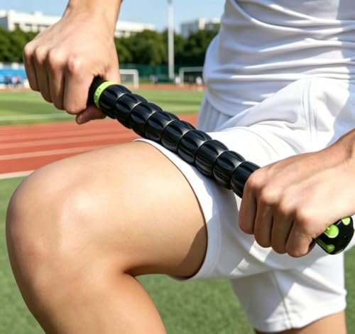 Muscle Roller Stick - A Full-Body Massage Roller that Can Relieve Muscle Soreness, Cramps and Tension After Exercise. It is a Handheld Physical Therapy and Recovery Tool (Green and Black) - color: Green Black