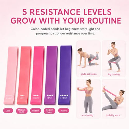 Pilates Kit for Women, 13 Piece Home Workout Starter Set with 14 Inch Ring, Mini Ball, 5 Resistance Bands, Yoga Socks, Stretch Strap and Carry Bag for Core Strength, Toning, Flexibility