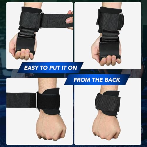 Weight Lifting Hooks (Pair) - Heavy Duty Lifting Wrist Straps, Hand Grip Support for Deadlifts, Pull Ups, Shrugs, Weightlifting Hooks Gym Gloves for Men and Women