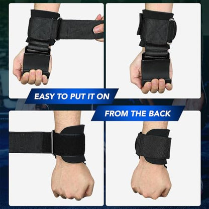 Weight Lifting Hooks (Pair) - Heavy Duty Lifting Wrist Straps, Hand Grip Support for Deadlifts, Pull Ups, Shrugs, Weightlifting Hooks Gym Gloves for Men and Women