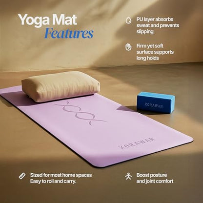 Natural Rubber Workout Mat with Bag | Thick Rubber mat 4.5 mm | Non Slip Yoga Mat Non Slip| Gym Mats for Home Gym Floor Mat, Home Exercise Mats for Home Workout Accessories, Fitness Mat, Workout Mats for Home Gym, Yoga Matt, Stretching Mat, Thick Exercise