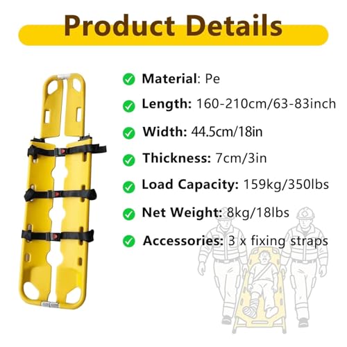 EMS Medical Scoop Stretcher, Lightweight Folding Rescue Stretcher with Safety Straps, 350 Lb Capacity Patient Transfer Board for Emergency Response