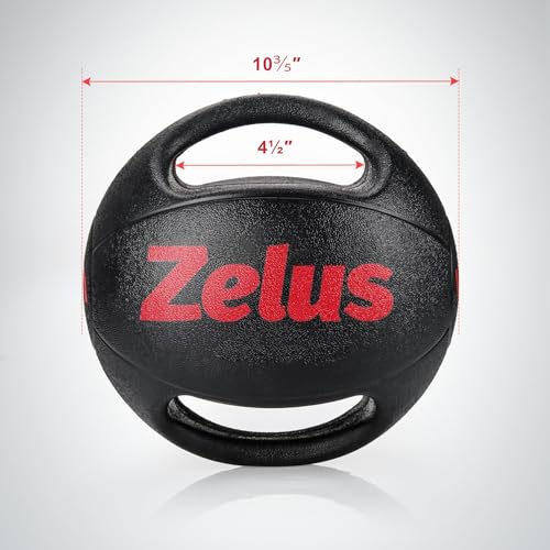 ZELUS Medicine Ball with Dual Grip| 10/20 lbs Exercise Ball |Weight Ball with Handles| Textured Grip Exercise Ball |Strength Training| Core Workouts