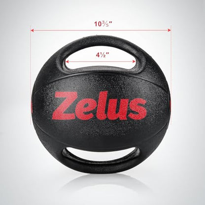 ZELUS Medicine Ball with Dual Grip| 10/20 lbs Exercise Ball |Weight Ball with Handles| Textured Grip Exercise Ball |Strength Training| Core Workouts