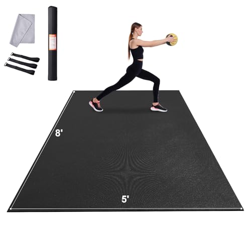 VEVOR Large Exercise Mat, 12'x6'/10'x6'/9'x6'/8'x6'/8'x5'/7'x5'/6'x4' (7mm) Extra Thick, Non Slip High Density Premium Workout Mat, Exercise Yoga Mat for Men & Women, Fitness & Exercise Mat with Bag & Carry Strap, for All Types of Home Yoga, Pilate & Floo