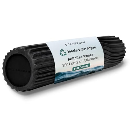 Soft Tidal Roller (Black & Charcoal Marbled) - Low Density Foam Roller for Physical Therapy, Back Pain, Exercise & Stretching - Wave Textured - Yoga & Wellness - Full Size, 20" x 5" - color: Black & Charcoal Marbled
