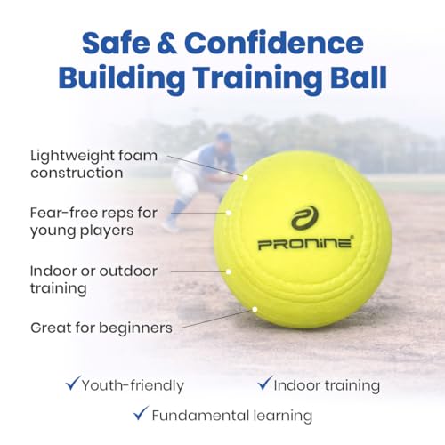 ProNine Sports Baseball Training Bundle – Flat Trainer Glove, Reaction Ball & Indoor Foam Baseball – Fielding Drills, Soft Hands & Hand-Eye Coordination Practice Equipment for Players & Coaches