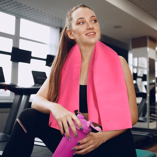 5 Pcs Microfiber Gym Towels Quick Dry Camping Towel for Women Men Gym Sweat Sports Towel for Yoga Tennis Running Swimming Exercise Working Out(Pink,23.6 x 47.2 '')