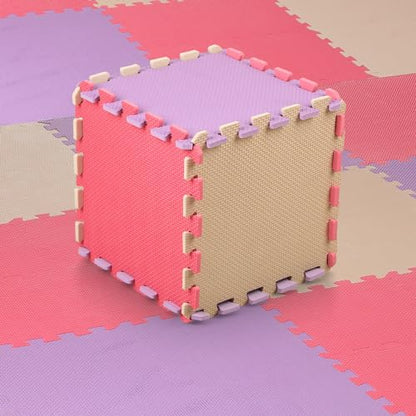 Nuanchu 60 PCS Kids Foam Puzzle Mat,Pink, Beige, Purple - color: Pink, Beige, Purple