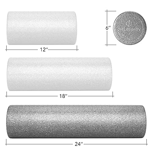 Philosophy Gym 24" High-Density Foam Roller for Exercise, Massage, Muscle Recovery - Round, Gray