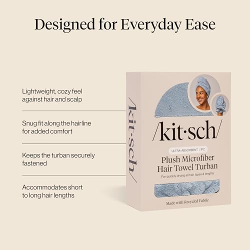 Kitsch XL Microfiber Hair Towel Wrap for Women - color: Coastal Blue