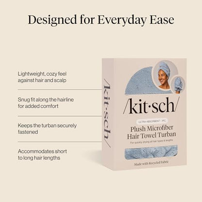 Kitsch XL Microfiber Hair Towel Wrap for Women - color: Coastal Blue