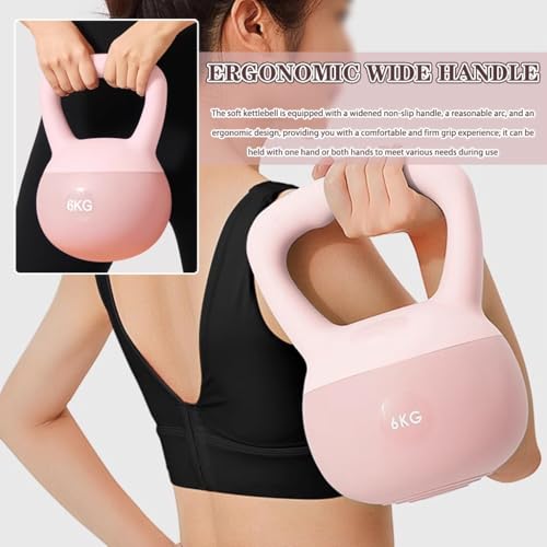 Kettlebell Home Fitness Women Soft Kettlebell Weights, New PVC Soft Rubber Kettle Ball, Does Not Damage The Floor, Practice Hip/body Shaping(Pink-2.5kg)
