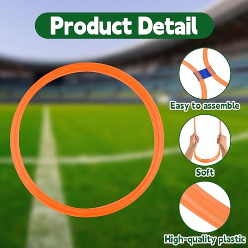 Mototo 24/30/48/96 Pack Agility Rings 15 Inch Speed Training Hopscotch Rings Plastic Circle Jumping Hoops Agility Hurdles for Athlete Exercise Soccer Football Gymnastics Games Practice Footwork - style: 48 Pack