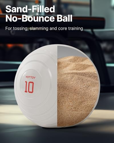 YOTTOY Medicine Ball for Exercise-slam Ball for 6&10&15 lb,Non Slip Grip,Durable Construction,Sand Filling Training,Workout,Gym for Man&Woman