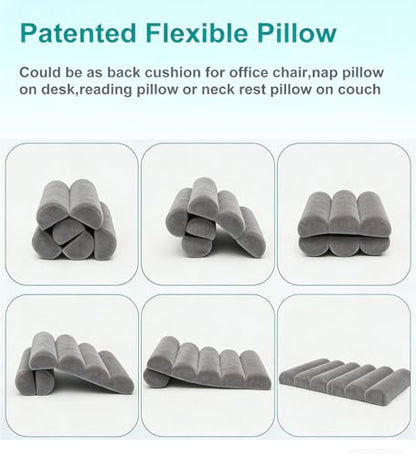 Lumbar Support Pillow for Office Chair,Computer/Desk Chair/Couch,Sitting on Bed,Back Support Adjustable for Chair,Patented 6-fold semicircular Back Cushion (Short Velvet Cover)