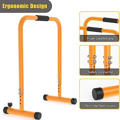 Dip Stands Bar Adjustable Parallel Bars Dip Station, Capacity Perfect for Home and Garage Gym Exercise Equipment Gymnastics(Color:Gray)