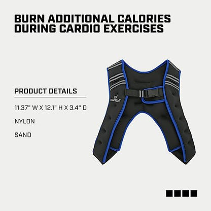 Capelli Sport Running Weighted Vest, Neoprene Adjustable Weighted Vest for Men and Women, Blue/Black, 10 lbs