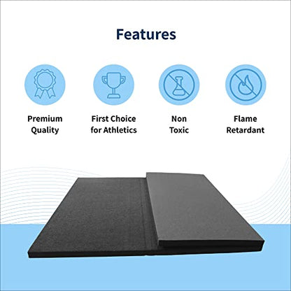 Envirolite Carpet Bonded Foam Folding Mats - Trifold Exercise Mat for Tumbling, Gymnastics, Wrestling, Martial Arts, MMA, Aerobics, and Plyometrics - Foam Tumbling Mat – 4' x 6' x 1-3/8" - color: Black
