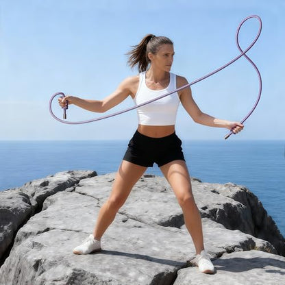 Flow Rope Exercise Jump Rope – 1.5lb Weighted Flow Jump Rope for Cardio, Boxing, HIIT & Upper Body Fitness – Adjustable Double Woven Workout Rope for Women, Beginners – Indoor & Outdoor Use