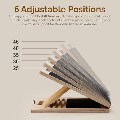 Portable Wooden Slant Board for Calf Stretching with Resistance Bands, Adjustable 300 Lbs Weight Capacity Incline Board for Calf Stretcher, Calf Stretch Board for Knees Ankle Heel Feet Leg