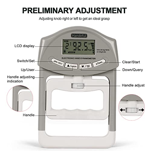 Grip Strength Tester Trainer - Dynamometer Handgrip Measurer Meter, Handheld Strengthener Exerciser for Sports, School, and Home Use