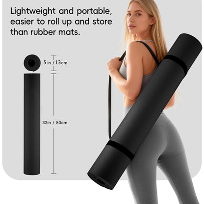 Extra Wide Yoga Mat 72" x 32", 6mm Non Slip TPE Exercise Mat with Carrying Strap, Large Workout Mat for Yoga, Pilates, Stretching, HIIT & Home Gym