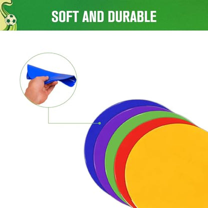 9 Inch Non Slip Rubber Agility Markers,Flat Field Cones Floor Dots for Soccer Basketball Sports Speed Agility Training and Drills(5Pcs,with Net Bag)