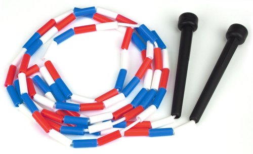 Jump Rope with Plastic Beaded Segmentation - color: Red/White/Blue