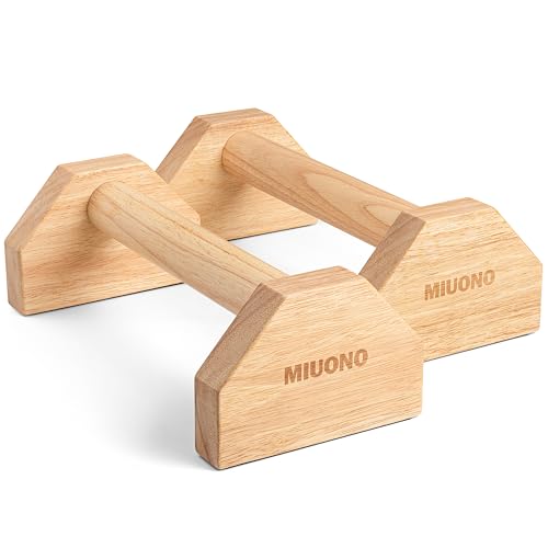 Parallettes Push Up Bar, Oak Wood Calisthenics Equipment for Home Gym with Non-Slip Base, Handstand Trainer Push Up Handles for Floor Dip Workout and Strength Training