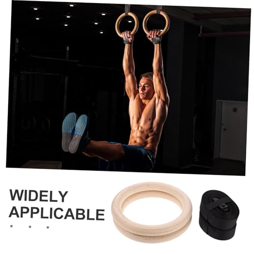 Toddmomy Gymnastic Rings with Adjustable Straps Non Slip Suspension Workout Rings for Full Body Training Durable Reliable Fitness for Home Gym Exercise